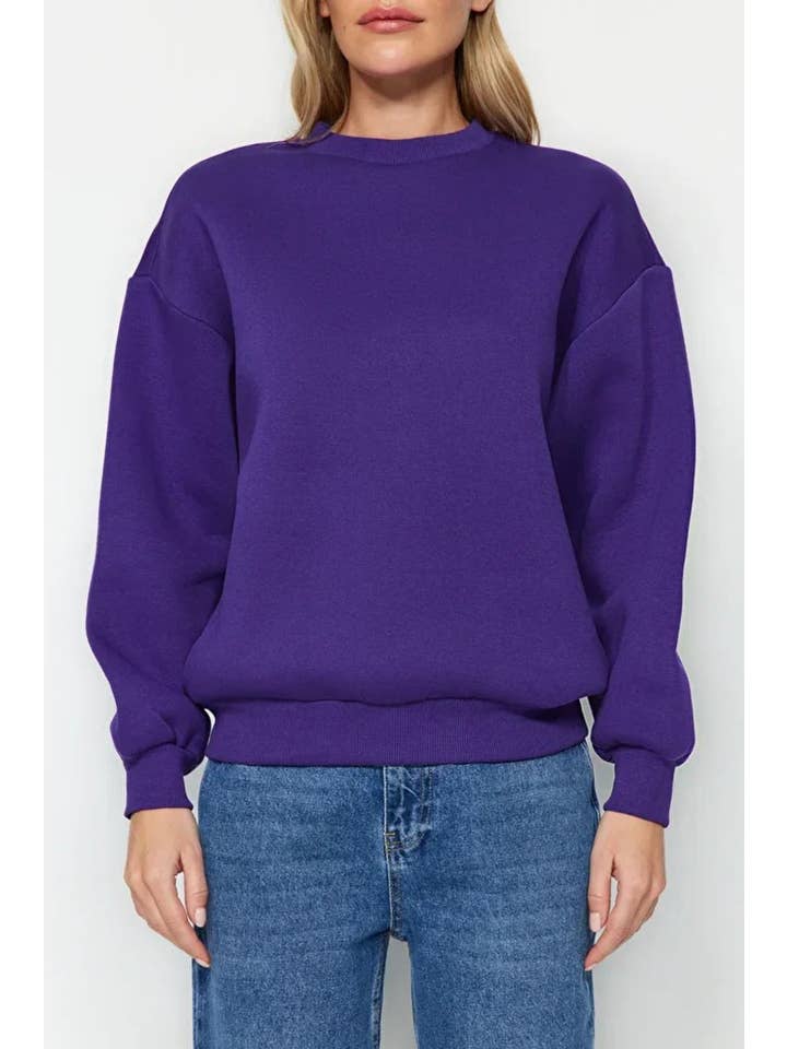 Hoxton Gal – wholesale Sweatshirt – Women's – Thick Fleece-Lined Regular Fit Crew Neck Basic Knit Sweatshirt43