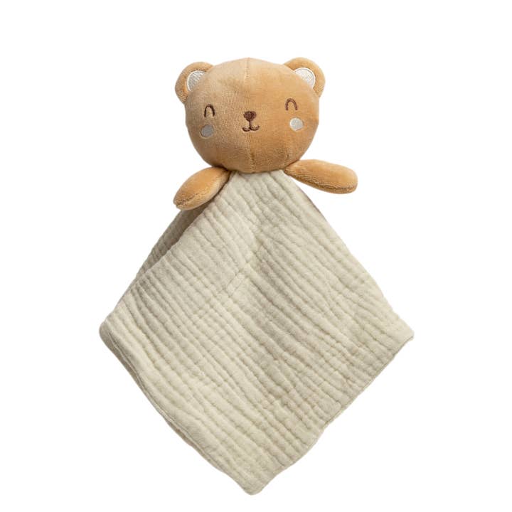 Pearhead - Wholesale Security/Cuddle Blanket - Baby - Bear Snuggle Blanket, Organic Cotton Muslin Lovey