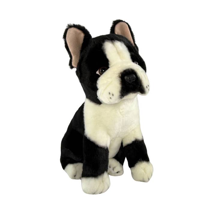 Pierre - Bouledogue Français - 30 cm assis, noir et blanc pour la vente par Bocchetta Plush Toys