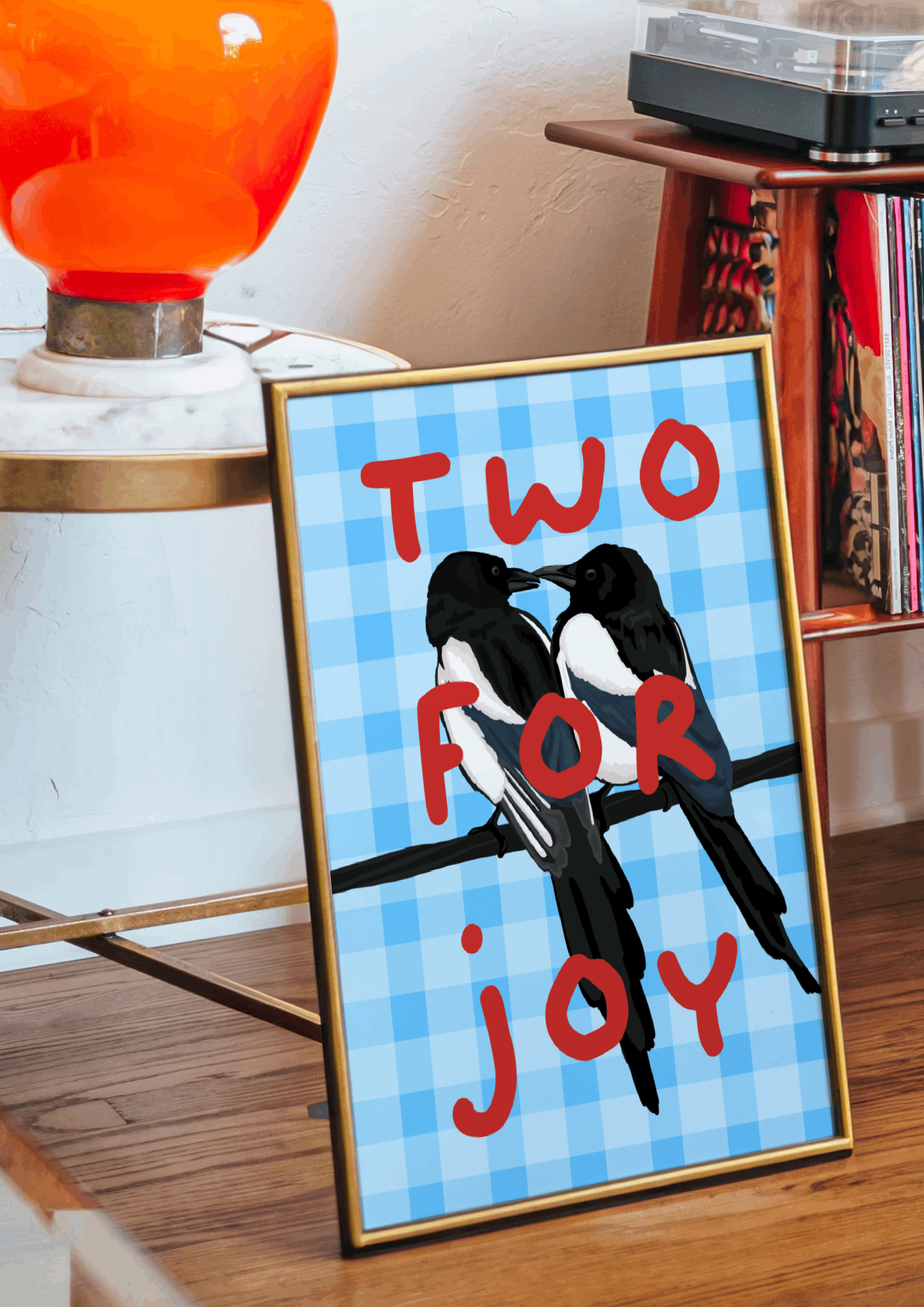 by Rosybum – Großhandel Kunstdruck – Zwei für Freude - Elster Glücksbringer Glücksvogel Kunstdruck Poster2