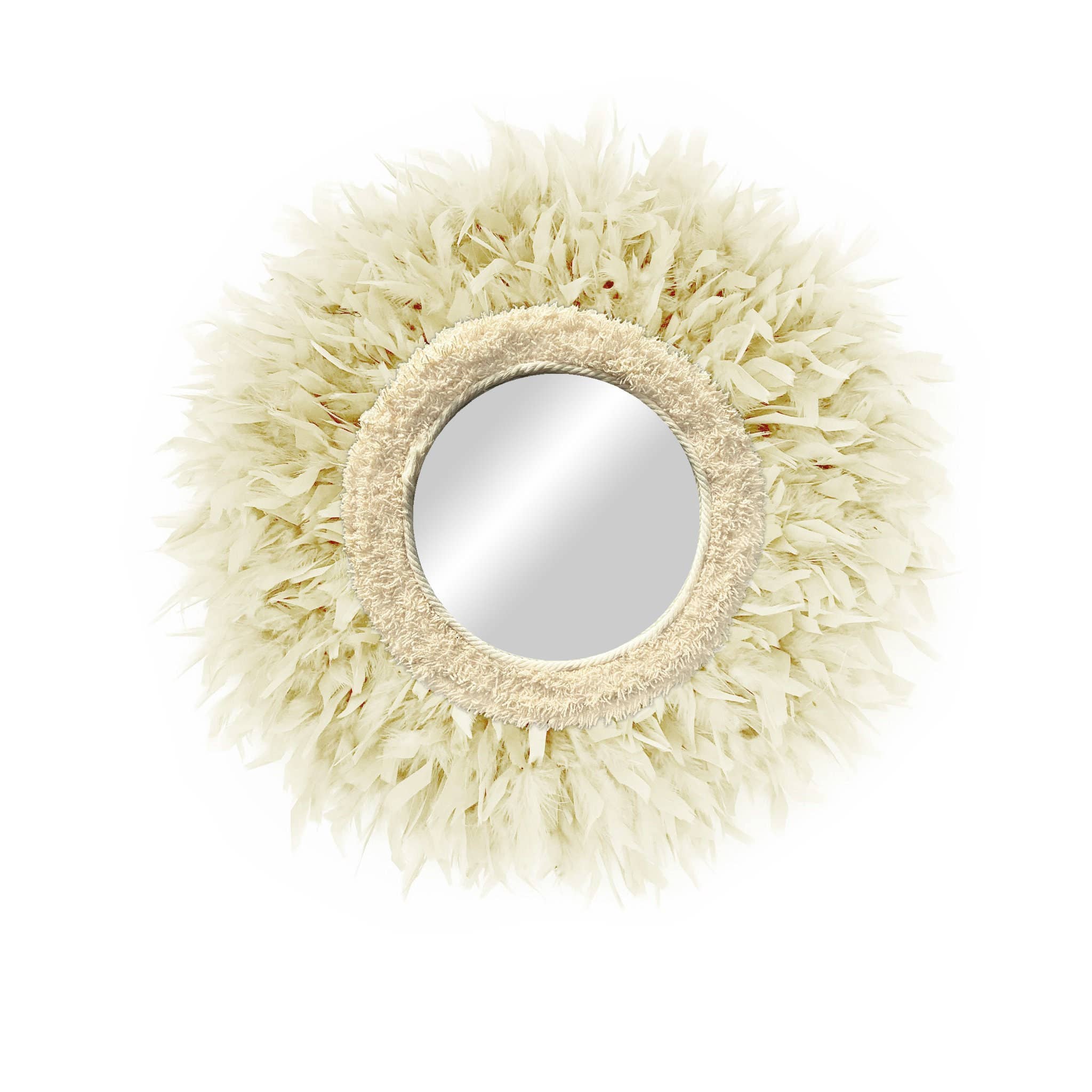 Geometrik Design - Wholesale Wall Stone - Round Feather and Cotton Decorative Boho Mirror4