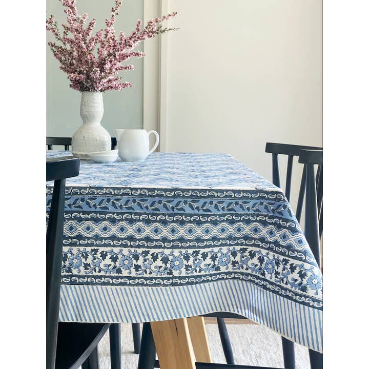 Denim Blue Cott Tablcth 170x270 for wholesale by Status Collections