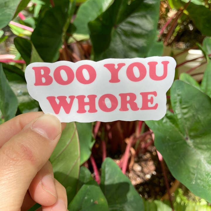 Frankie Blue - Wholesale Sticker - Boo You Whore | Mean Girls Sticker | Vinyl Sticker Quote | Regina George Sticker | Movie Quote Pink