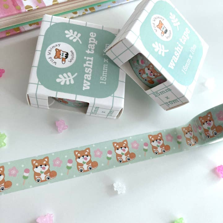 Shiba Inu Eating Dango Washi Tape - Japanese Dog Lover Gift for wholesale by Wild Whimsy Woolies