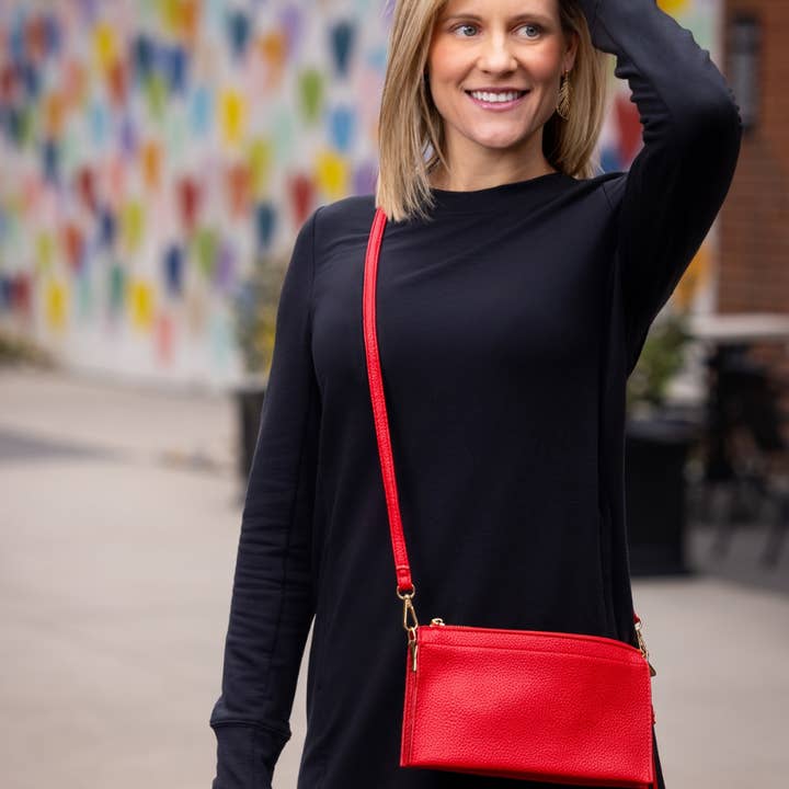 a Wink & a Nod - Wholesale Crossbody Bag - Women's - Abby 3-in-1 Handbag - Red