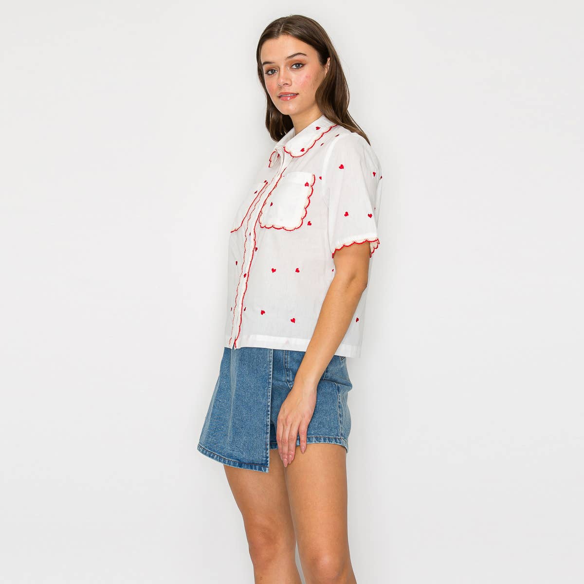 LoveWednesday - Wholesale Button Down Shirt - Women's - My Red Heart Shirts - LWT19636