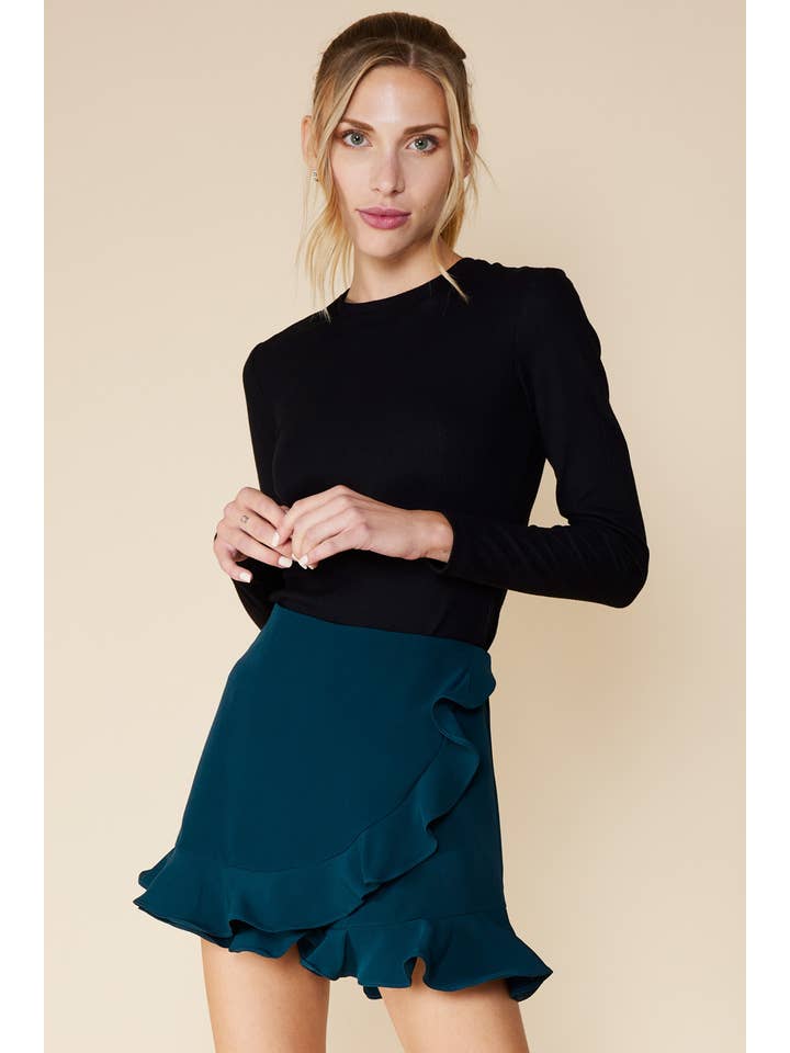 FSL Apparel - Venta al por mayor Falda pantalón - Mujer - IP7046 - FALDA CRUZADA CON VOLANTES Y CREMALLERA TRASERA