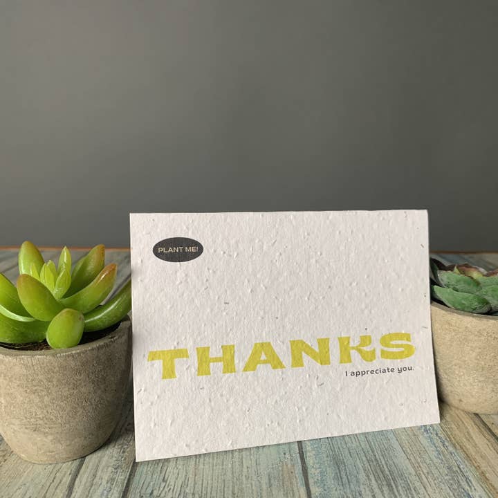 Thanks, I Appreciate You Plantable Greeting Card for wholesale by Plantable Greetings