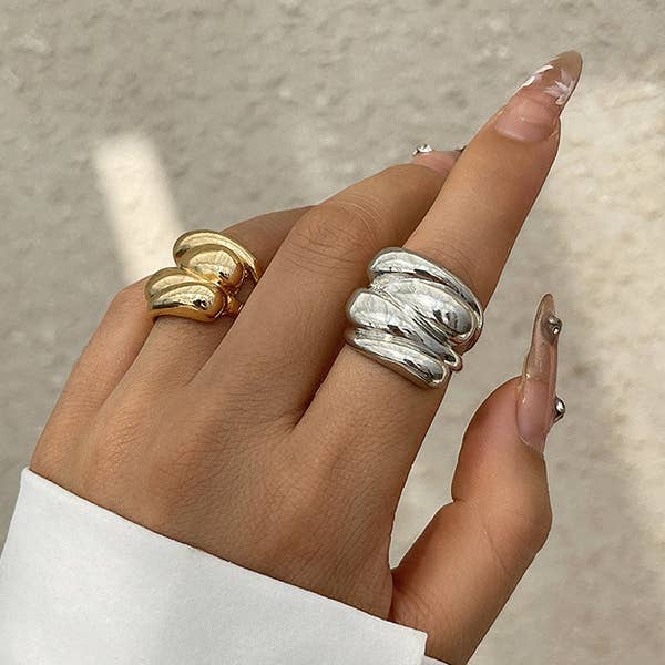 UZ Wholesale Store - Wholesale Cocktail/Statement Ring - Geometric Shiny Solid Color Rings Accessories4