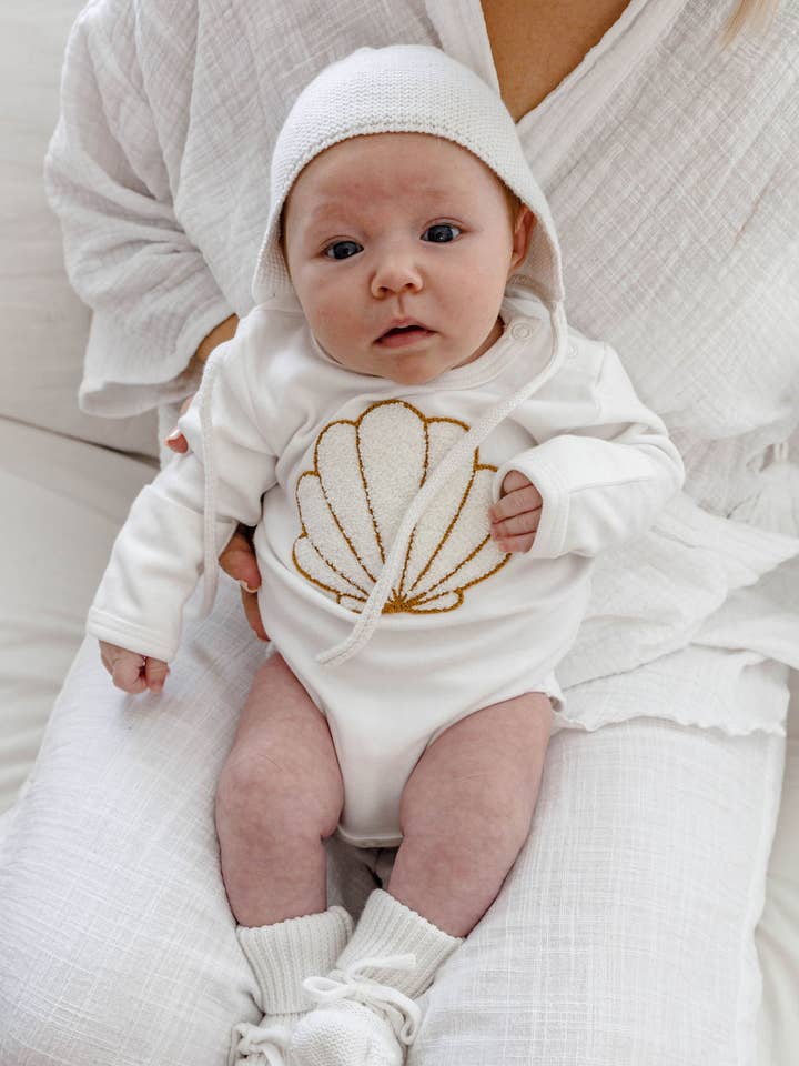 Newborn Bonnet - White for wholesale by Woven Kids