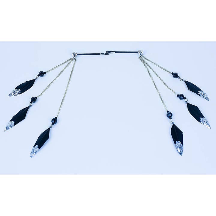 QueenMee Accessories - Wholesale Hair Clip - Women's - Feather Hair Clips with Glitter