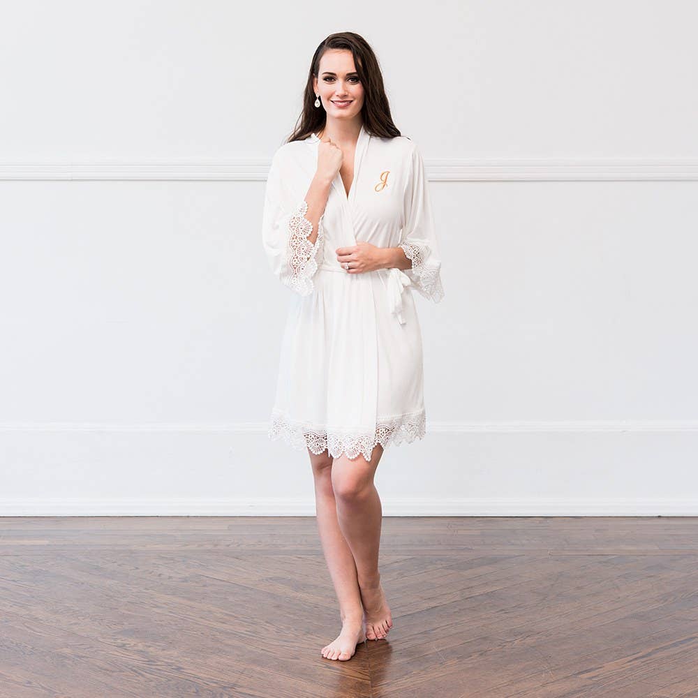 Weddingstar Inc. - Vendita all'ingrosso Vestaglia - Donna - Accappatoio in jersey da donna con bordo in pizzo - 10 colori9