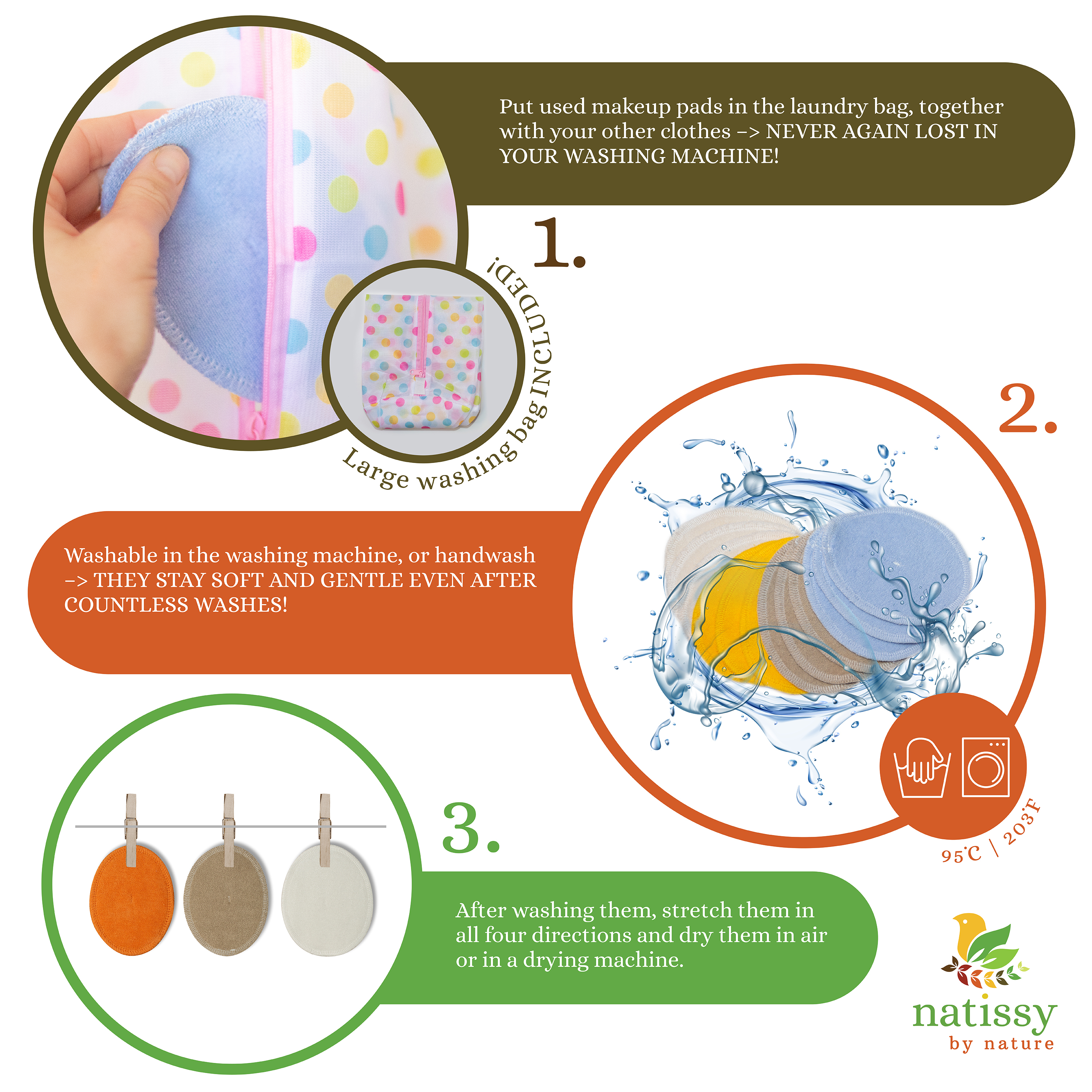 natissy - Wholesale Makeup Remover - Organic Cotton Reusable Makeup Remover Pads 12-Pack2