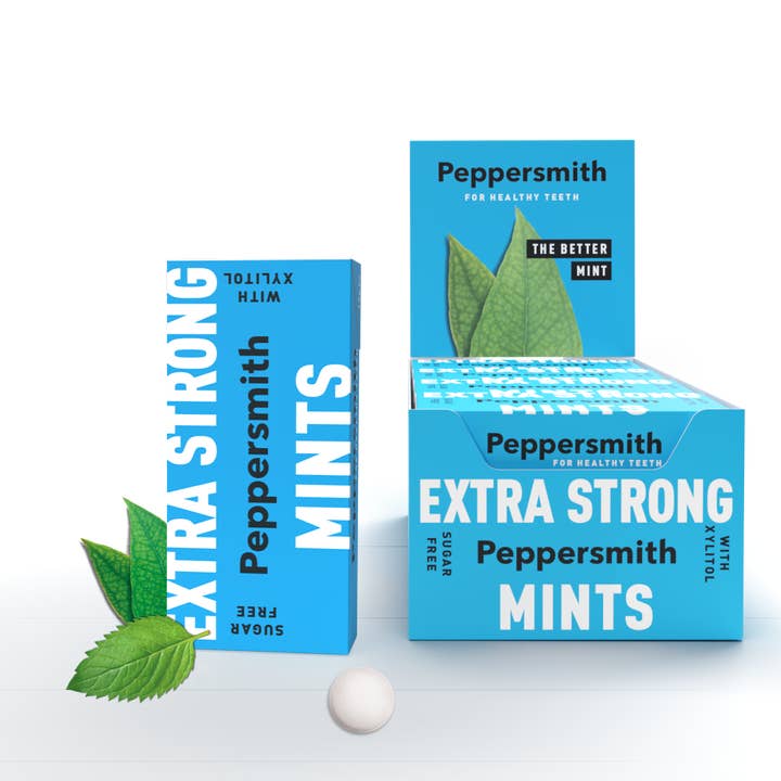 Peppersmith Extra Strong Mints, 12 x 15g (1 Case) for wholesale by Peppersmith