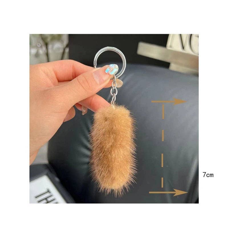FurDecoration - Wholesale Keychain – Women's - Soft Mink Fur Plush Keychain with Adorable Tail3