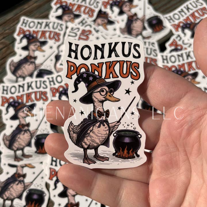 Honkus Ponkus, Goose Witch, Hocus, Pocus, Cauldron, Wand, Wizard Digital Art Sticker for wholesale by Shenanigans By Sam