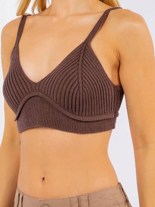 Bracelete Esparguete Ribbed Bralette Crop Top por atacado de A July
