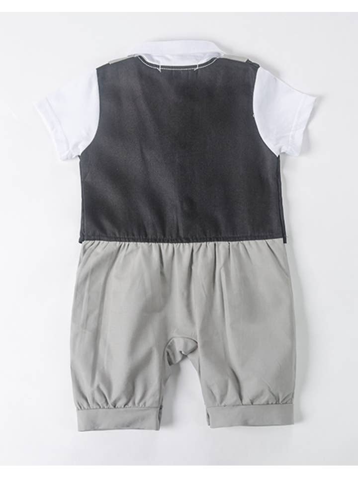 Fennco Styles - Wholesale Jumpsuit - Baby - Grey Tux Cotton Baby Romper