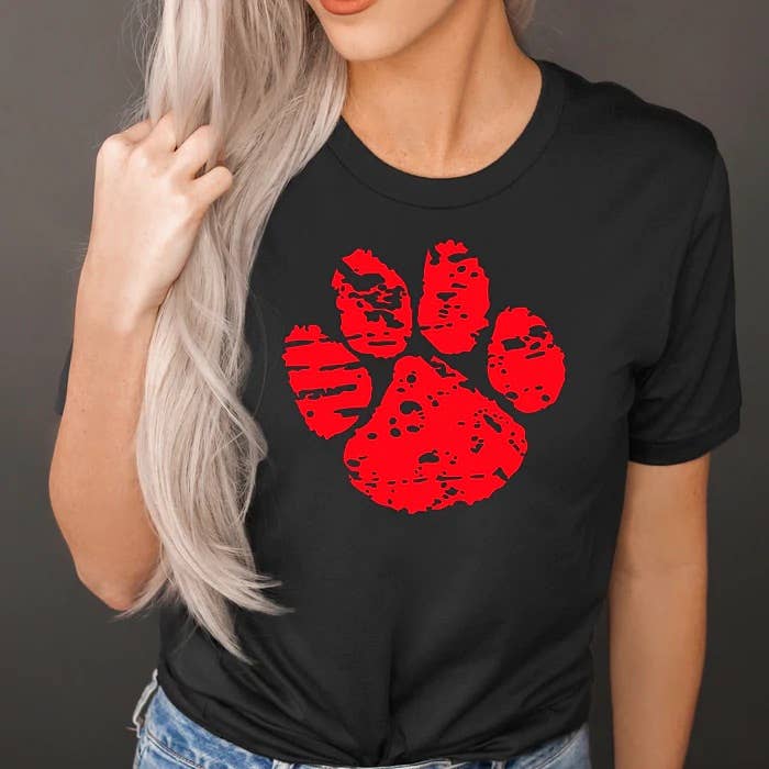 Red Paw Print Shirt for wholesale by Southern Heart Designs