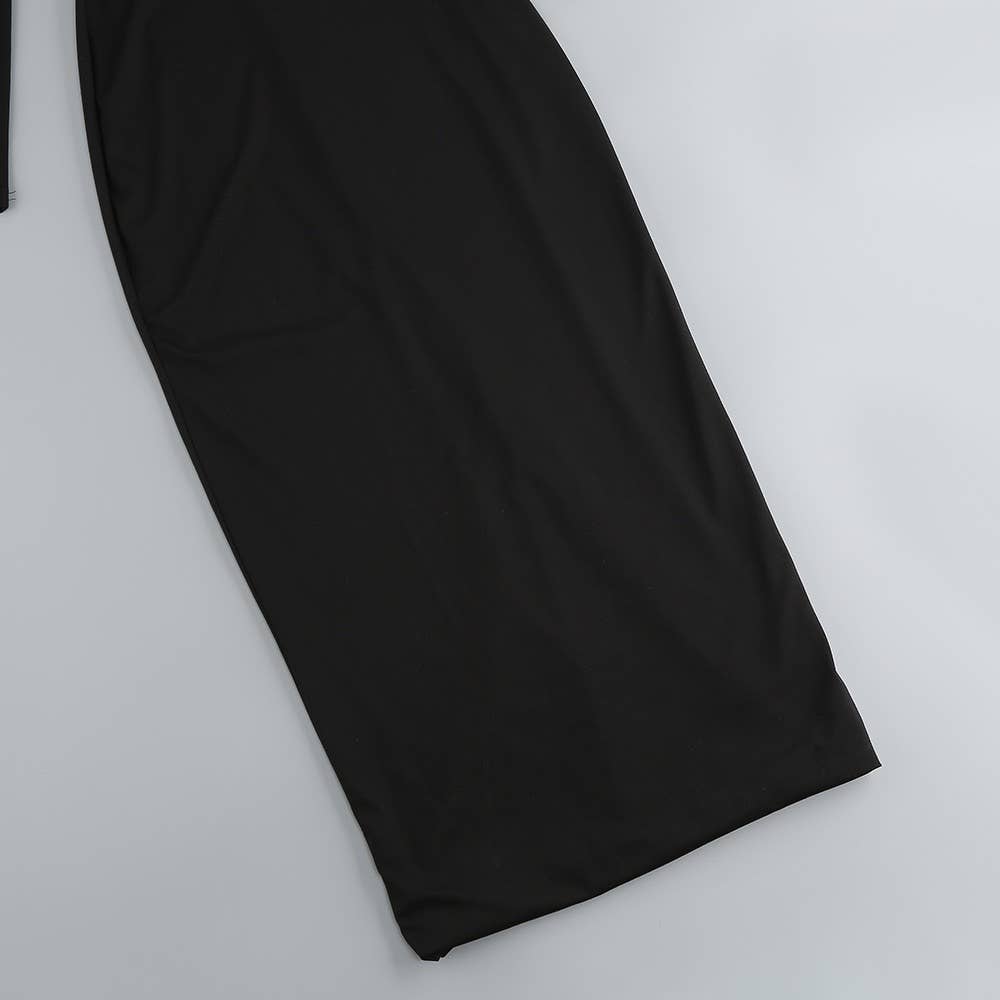 Black SY475 Elegant Floral Tube Top Backless Slit Dress for Women for wholesale on Faire9