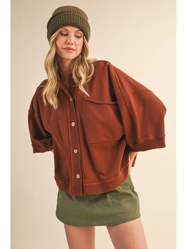 Klesis - Vente Chemise à col boutonné – femme - IJ1589 CHEMISE UNIE SURDIMENSIONNÉE À BOUTONS ET POCHE AVANT16