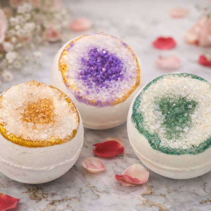 SNB Luxury Bath Products - Wholesale Bath Bomb/Fizz - Pick Your Color & Scent | Assorted Geode Bath Bombs | 4oz 12