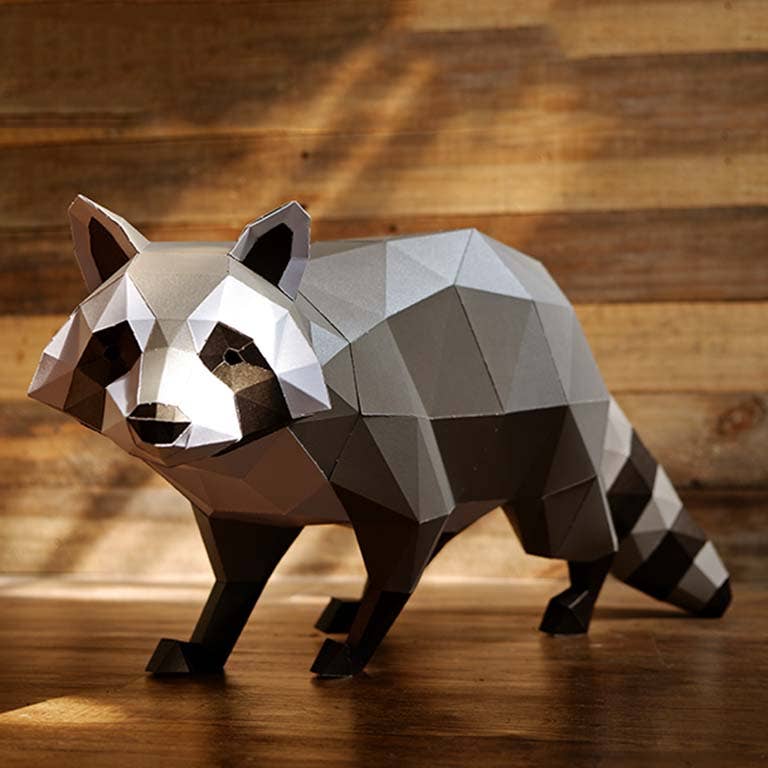PAPERCRAFT WORLD – Kit de artesanato DIY por atacado – Raccoon Modelo 3D PaperCraft Origami3