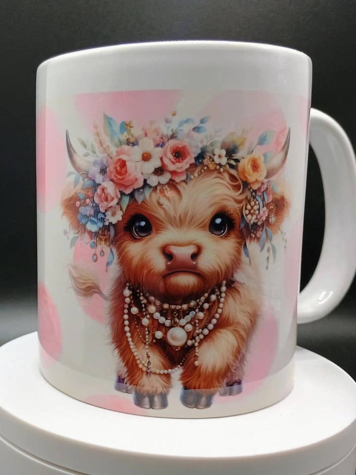 Caneca de Café Vaca Highland 11oz - Presente Fofo de Animal de Quinta por atacado de American Taina Crafts