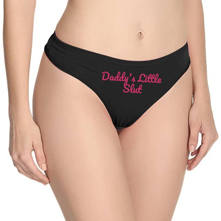 Daddy's Little Slut Cotton Thong Panties for wholesale by Bound Kitten
