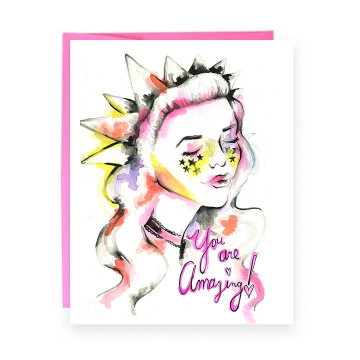 You Are Amazing Greeting Card | Bright Watercolor Art for wholesale by Lacee Swan