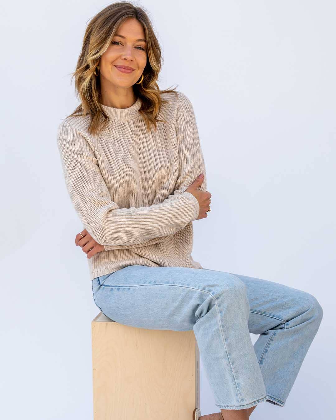 Oatmeal Cotton Fisherman Crew for wholesale on Faire1