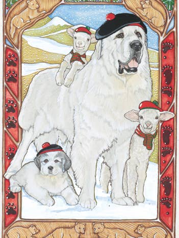 Os Grandes Pirinéus Desejos Cartões de Natal Pack de 10 por atacado de Pipsqueak Productions