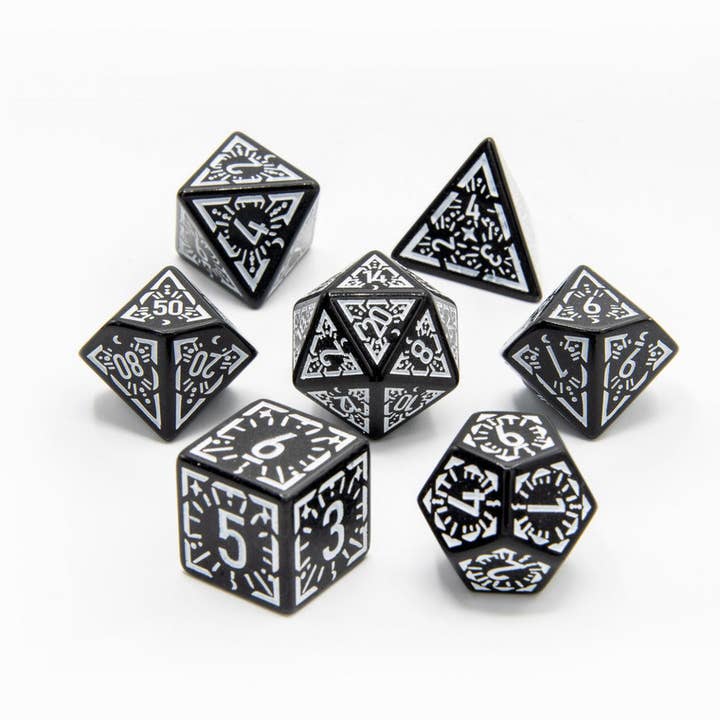 Lunar Ray | Acrylic Dice | 7 Piece Set for wholesale by Tabletop Dominion Limited