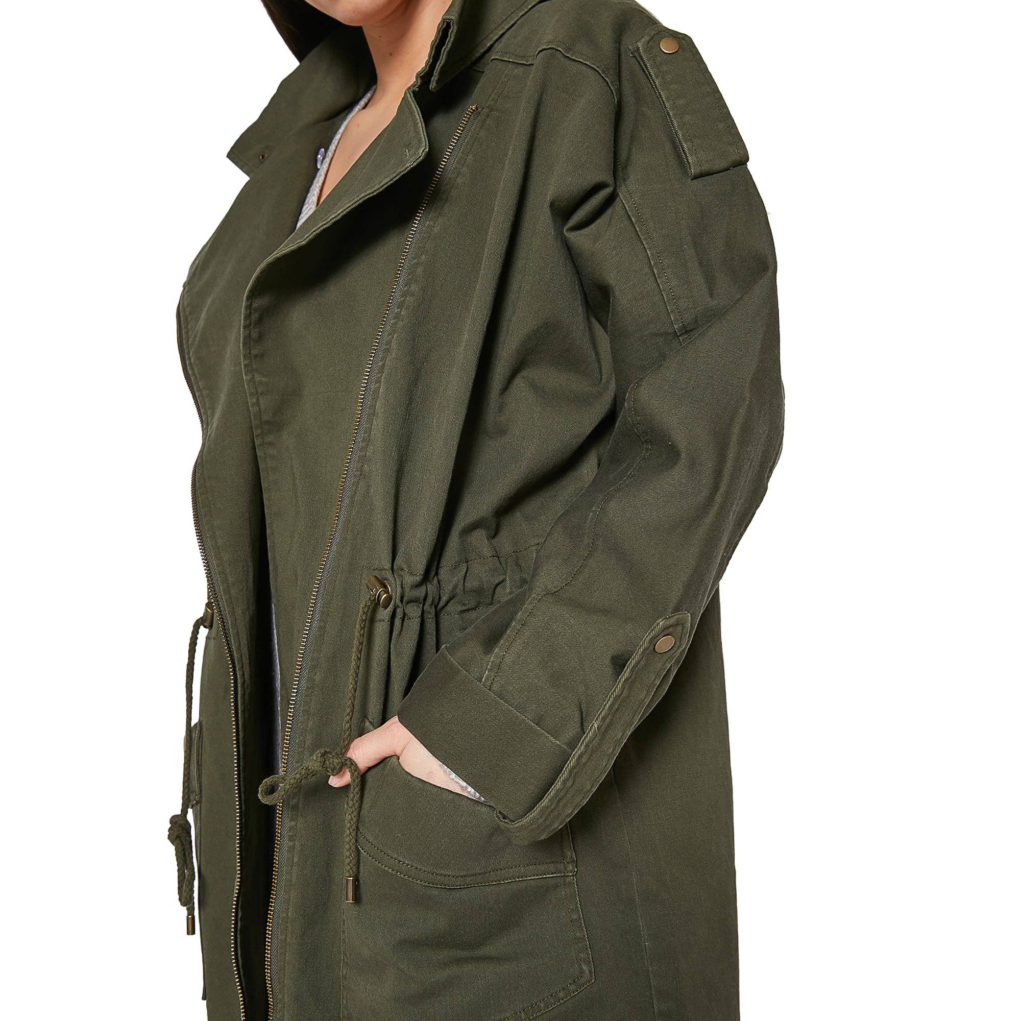 Women's Oversized Utility Jacket In Olive for wholesale on Faire4