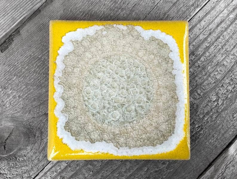 Dock 6 Pottery - Vente Sous-verre - Sous-verre Geode Crackle, individuel, 4 « x 4", verre fondu8