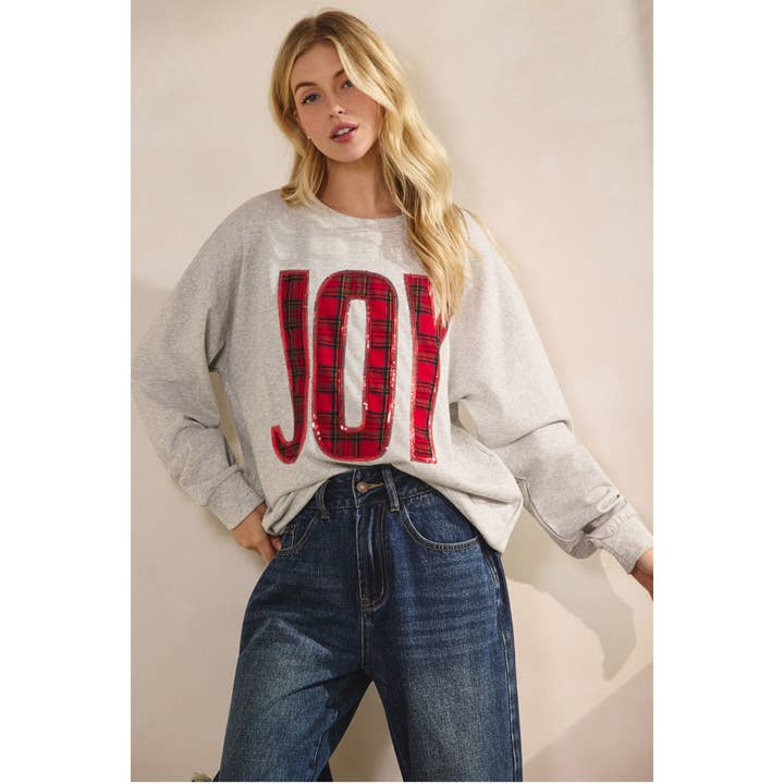 THE JOY SEQUIN PLAID PULLOVER (ST8225) for wholesale by Sage + Fig