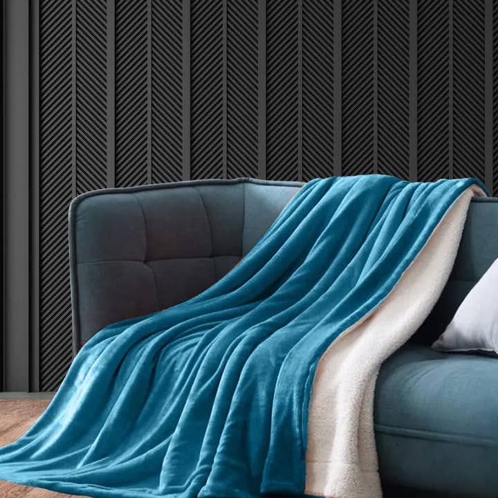 The Fitted Sheets – wholesale Throw blanket – Turquoise Sherpa Fleece throw–Soft Fleece Meets Plush Sherpa1