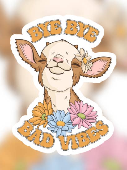 Bye Bye Bad Vibes Easy Peel Sticker for wholesale by Gordon Craftworks