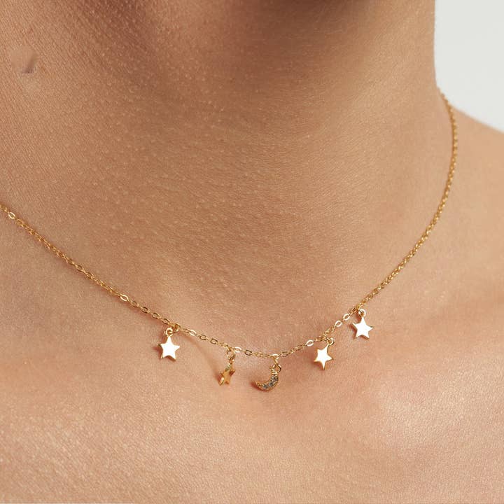 Guld Moon Stjerne Choker for engroshandel på Faire