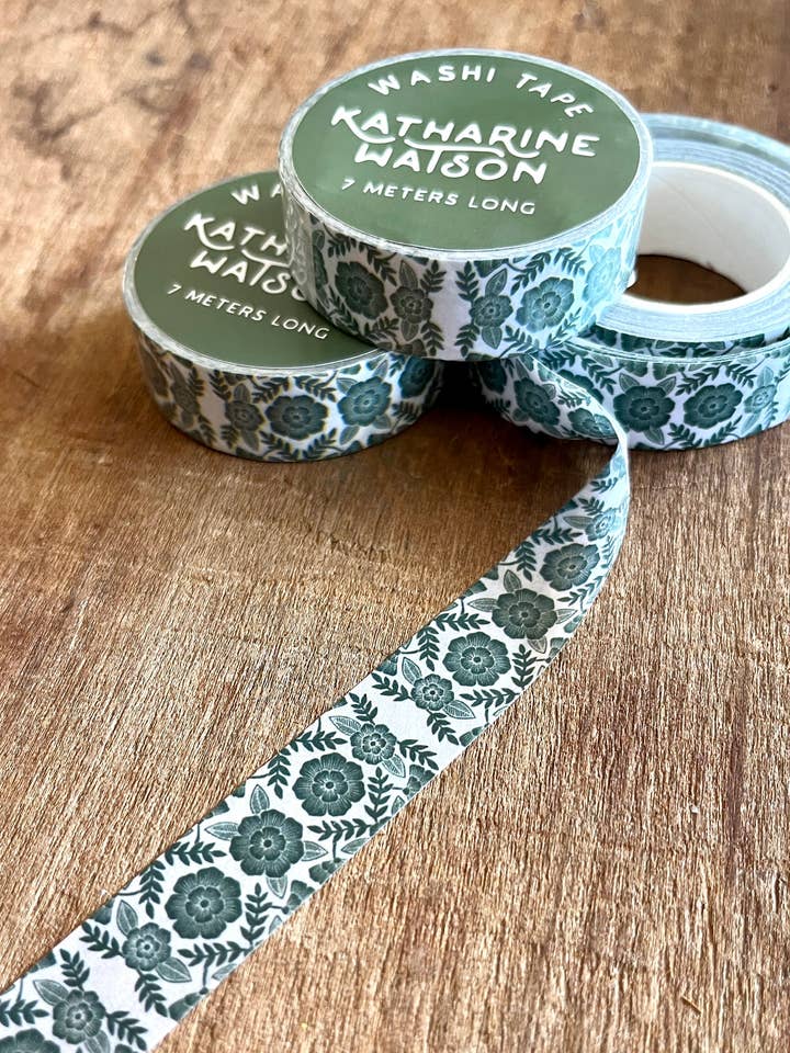 Katharine Watson Washi Tape - Green and White Pattern for wholesale by Katharine Watson