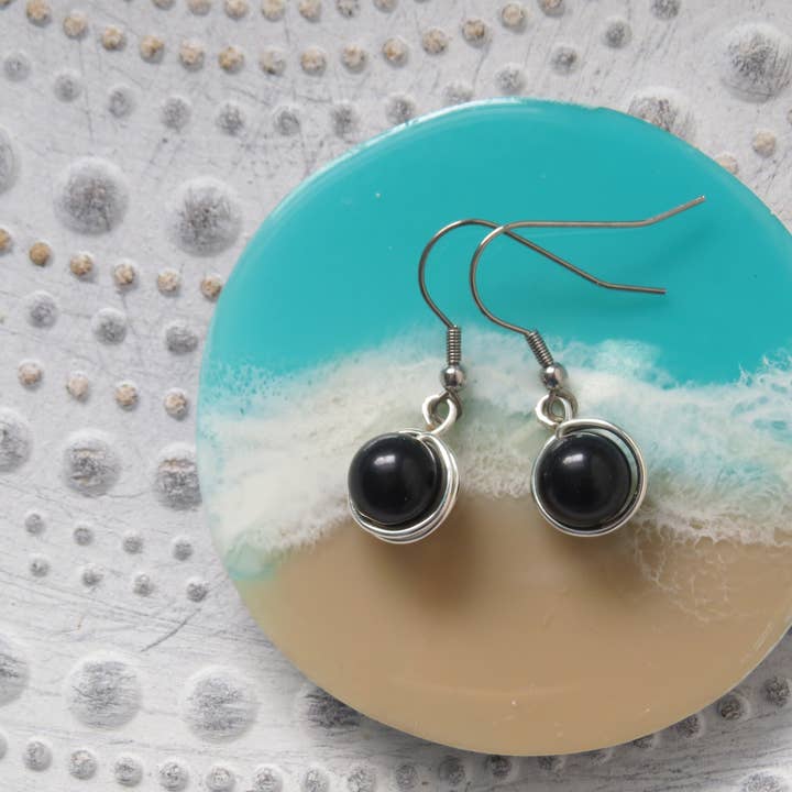 Crystal McMaster Jewellery Designer – Großhandel Ohrhänger – Schwarze baumelnde Edelstahlohrringe1