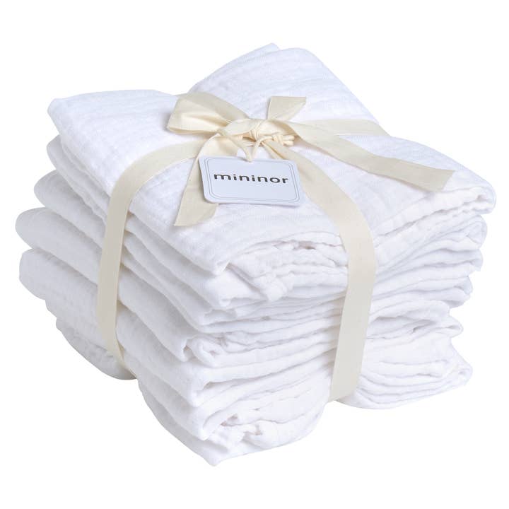 Organic Muslin Cloth White 8-pack for wholesale by mininor