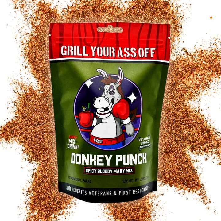 Donkey Punch Spicy Bloody Mary Mix -Hot & Spicy for wholesale by Grill Your Ass Off - Spices, Rubs, Seasonings, Sauces, Jerky