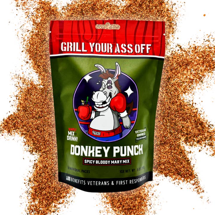 Donkey Punch Spicy Bloody Mary Mix -Hot & Spicy for wholesale by Grill Your Ass Off - Spices, Rubs, Seasonings, Sauces, Jerky
