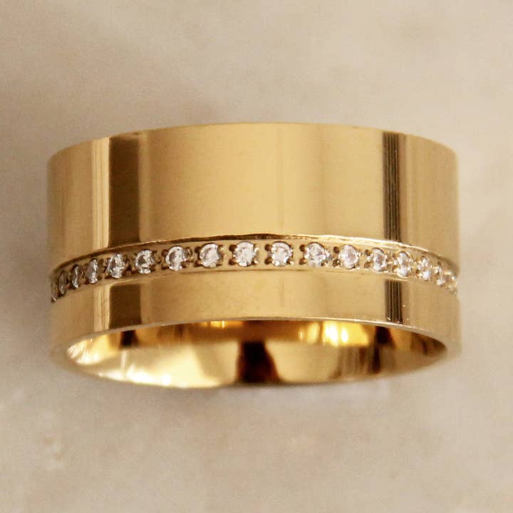 CZ Detail Cigar Band Ring for wholesale by MAIVE