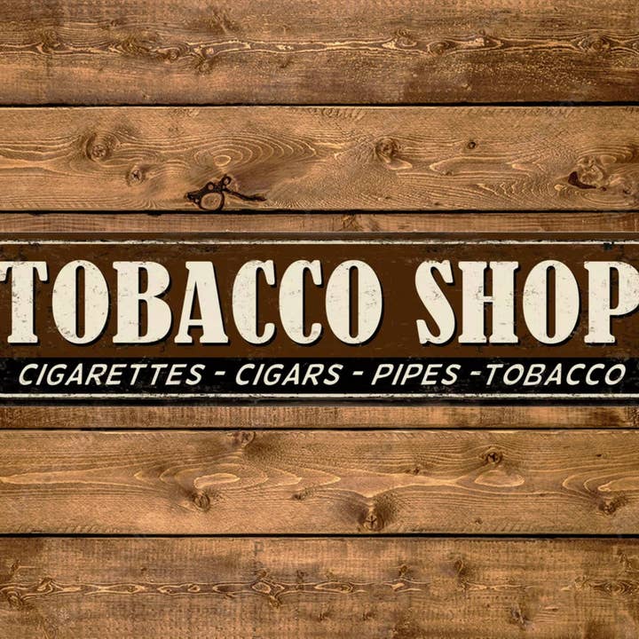 Placa Vintage de Rua para Tabacaria com Cigarros, Charutos e Cachimbos por atacado de Game Time Prints