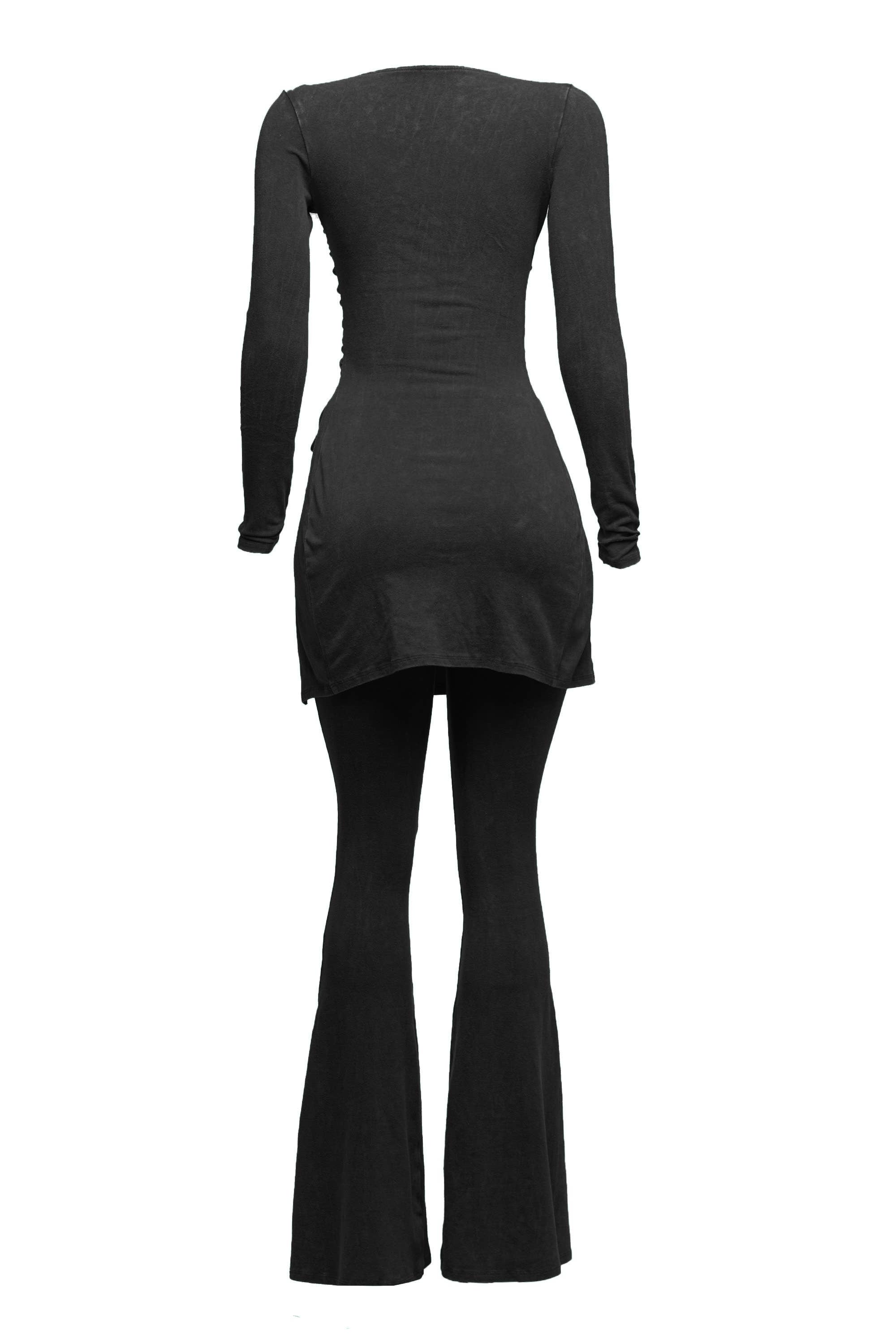 K Too - Wholesale Lounge Set - Women's - Mineral washed long sleeve bell bottom pants set1