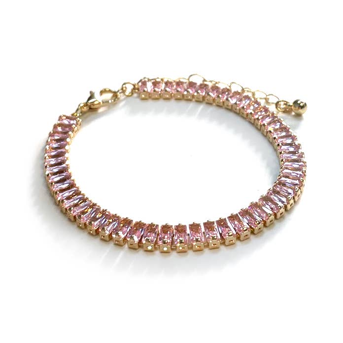 StarryNYC - Venta al por mayor Pulseras de cadenas y eslabones - Pulsera de eslabones con cristales de zirconia cúbica baguette2