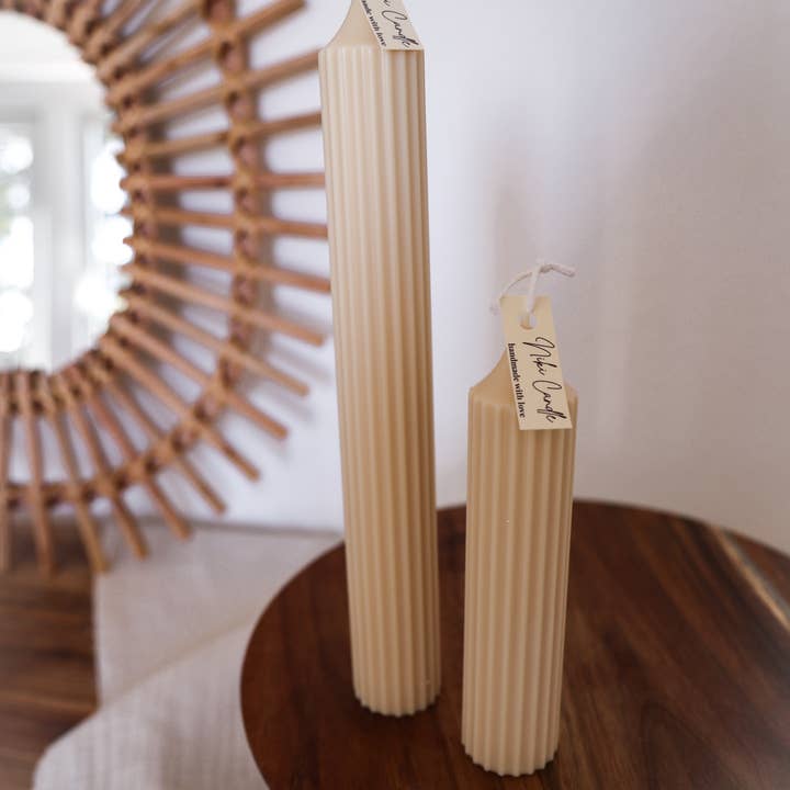 Niki Candle - Wholesale Pillar Candle - Handmade ribbed candle