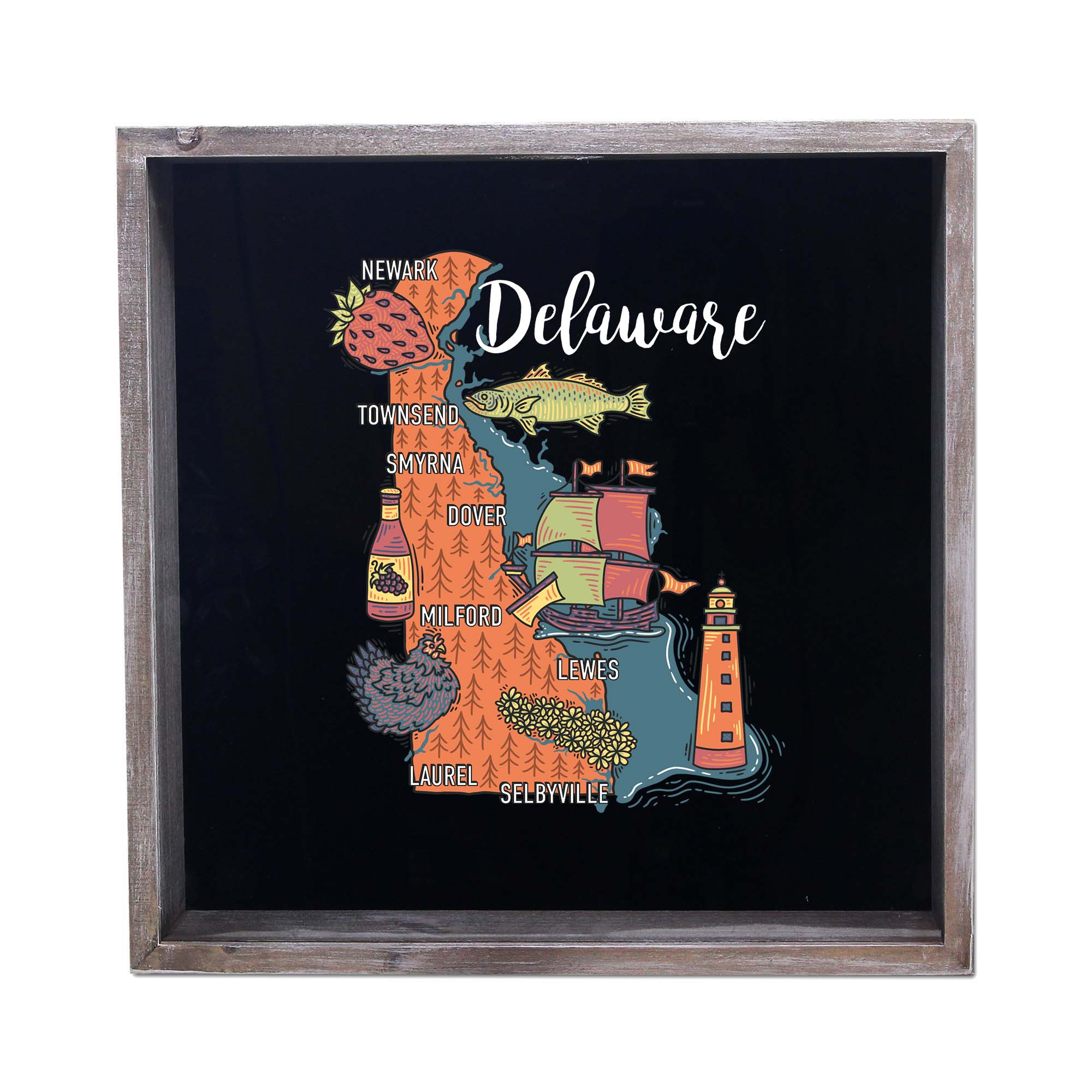 Torched Products - Wholesale Sign - State Map Design Shadow Box - Gray7